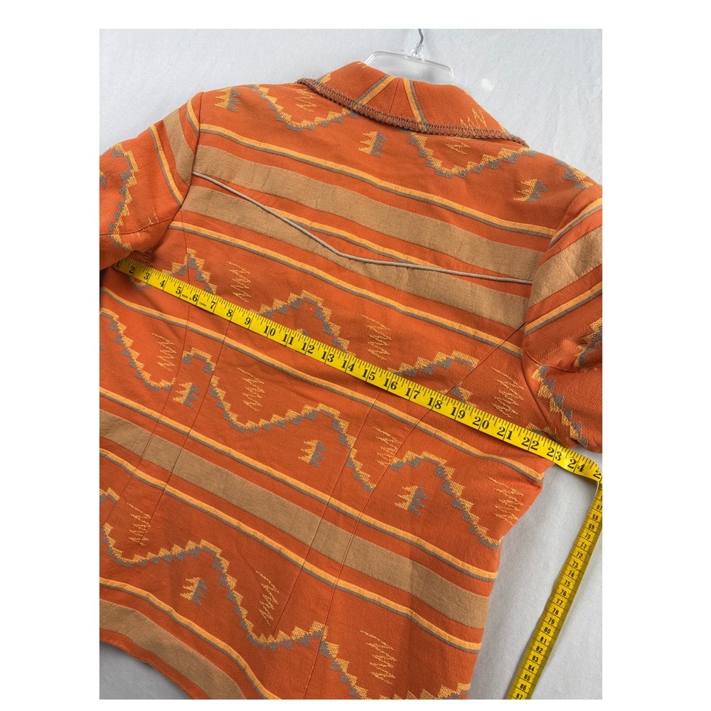 Coldwater Creek Blazer Womens W18 Orange Southwestern Geometric Cotton Jacket - Picture 8 of 11